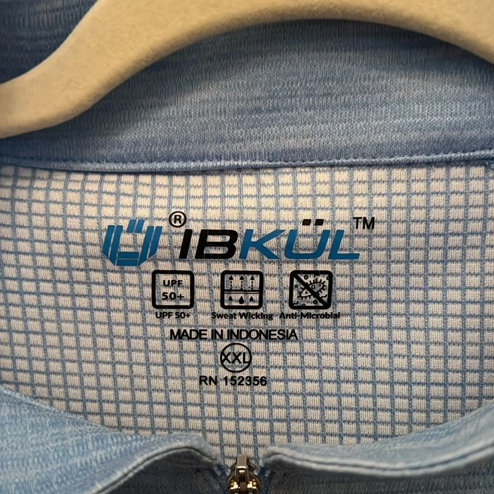 IBKUL quarter zip.  Size XXL.  Light blue heather. - Picture 2 of 4